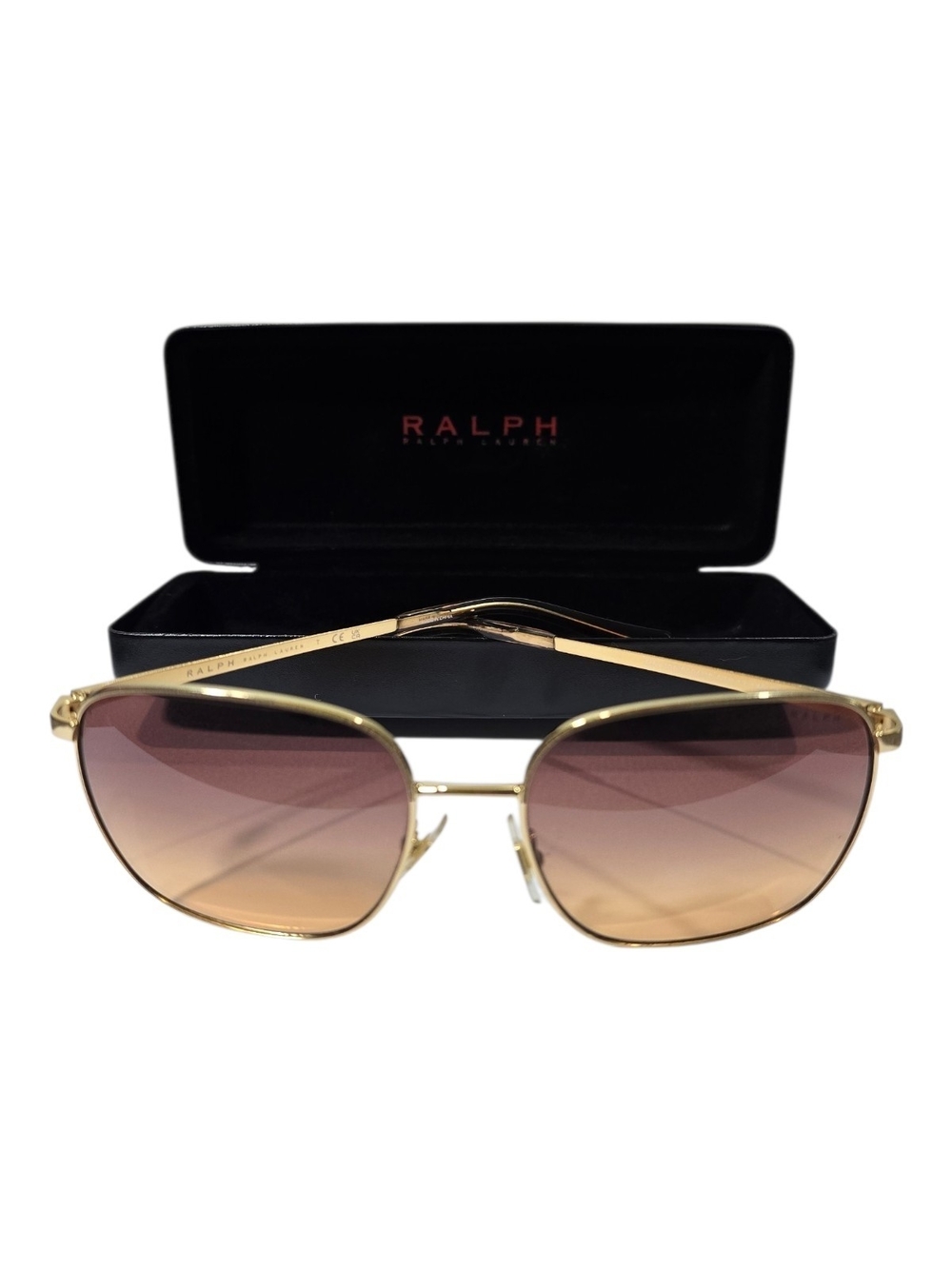 Ralph Lauren Gold Frame Sunglasses with Gradient Brown/Pink Lenses